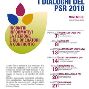 “I dialoghi del PSR 2018”: La Regione e gli operatori a confronto su attuazione, prossimi bandi e prospettive dello sviluppo rurale in Veneto.