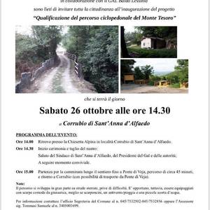 Sabato 26 ottobre inaugurazione a Sant'Anna d'Alfaedo del progetto a Regia GAL 